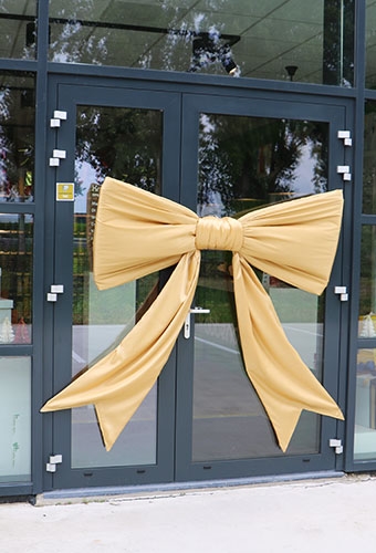 Mega Schleife SchleifeXXL Gold 150x75cm & Grosser Saugnapf