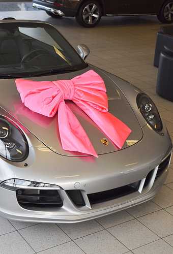 Autoschleifen Mega Doppelt Lucca Pink 77x50+40cm & Saugnapf Band 25cm