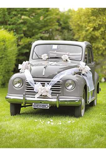 Hochzeits paket Für Auto mit Schleifen und Band weiss 5-teilig